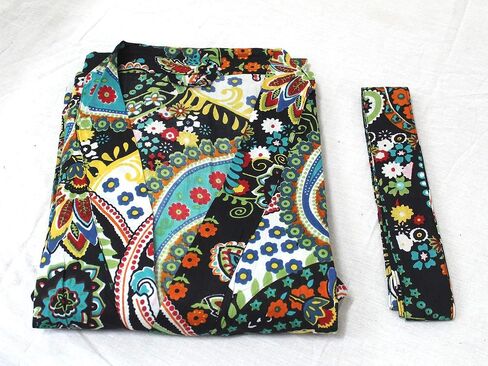 رداء كيمونو نسائي من CRAFT KALA رداء طويل مع ثوب نوم كيمونو مطبوع عليه طاووس وأزهار in Kuwait