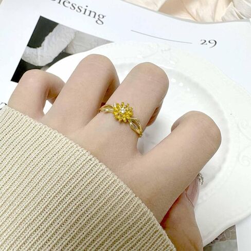 خاتم زهرة كريستال من W WEILIRIAN خاتم زهرة قابل للتعديل للفتيات عيد ميلاد شهر زهرة خاتم (1-12 شهرًا) خاتم نسائي مطلي بالذهب متراص خاتم زفاف مجوهرات عيد ميلاد للبنات هدايا in Kuwait