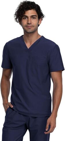 Cherokee Men's V-Neck Scrub Top, Modern Fit One Chest Pocket with 360° Stretch Knit CK885 in Saudi Arabia