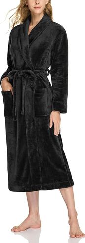 أردية طويلة من الصوف للنساء من CQR، رداء نوم ناعم منفوش، رداء حمام ملفوف بغطاء للرأس/ياقة شال in Kuwait