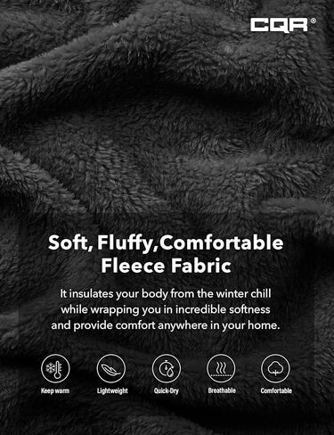 أردية طويلة من الصوف للنساء من CQR، رداء نوم ناعم منفوش، رداء حمام ملفوف بغطاء للرأس/ياقة شال in Kuwait