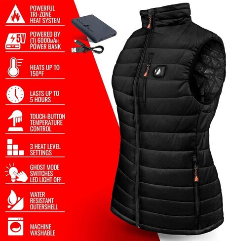 سترة منتفخة معزولة ببطارية 5 فولت من ActionHeat للنساء - ملابس حرارية، نظام تدفئة ثلاثي المناطق للشتاء والخارج in Kuwait