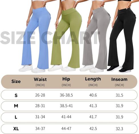 RIOJOY Flare Leggings Cargo with Pockets for Women High Waisted Yoga Leggings Tummy Control Workout Pants in Kuwait