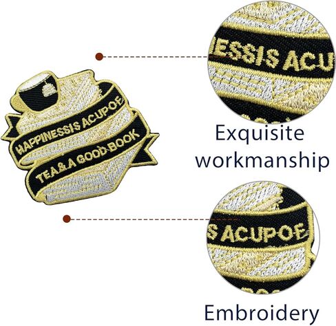Wikineon Iron On Embroidered Patch, Cool Patch "Tea & a Good Book" - Appliable to Badge Iron On Sew On Emblem Patch DIY Accessories Perfect for Jackets, Clothes, Hats & Jeans in Kuwait