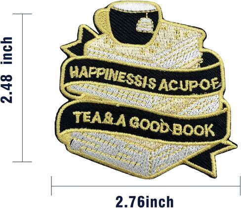 Wikineon Iron On Embroidered Patch, Cool Patch "Tea & a Good Book" - Appliable to Badge Iron On Sew On Emblem Patch DIY Accessories Perfect for Jackets, Clothes, Hats & Jeans in Kuwait