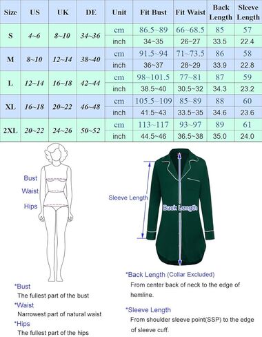 Zexxxy Women's Soft Nightgowns Button Down Sleep Shirts Boyfriend Nightshirt Long Sleeve S-XXL in Kuwait