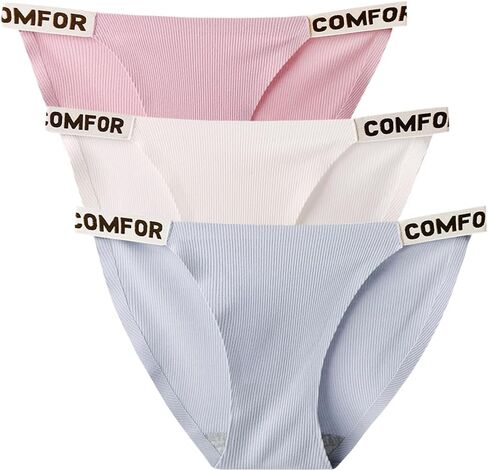 ملابس داخلية قطنية من YIZRFU للنساء سراويل داخلية بيكيني منخفضة الارتفاع مكونة من 3 قطع in Kuwait