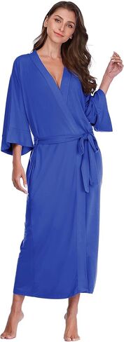 رداء كيمونو قطني نسائي طويل منسوج، رداء نوم ناعم وخفيف الوزن in Kuwait