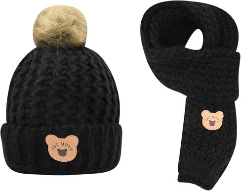 قبعة صغيرة محبوكة للأطفال، قبعة شتوية دافئة مع وشاح منسوج in Kuwait