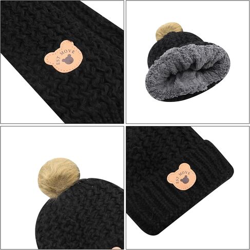 قبعة صغيرة محبوكة للأطفال، قبعة شتوية دافئة مع وشاح منسوج in Kuwait