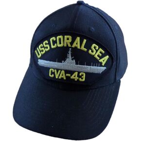 قبعة كرة رسمية تحمل شعار USS Coral SEA CVA-43 Navy Ship HAT USS Military