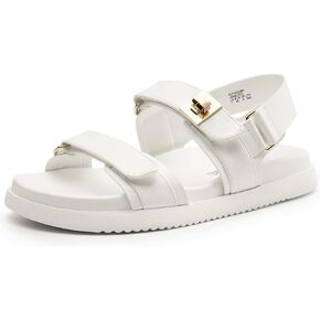 DREAM PAIRS Women's Comfortable Open Toe Flat Sandals Fashion One Band Summer Dessy Sandals