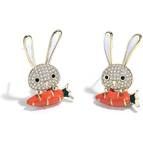 Easter Earrings for Women Girls Rhinestone Rabbit Earrings Dainty Pearl Rabbit Carrot Easter Stud Earrings for Women Girls Holiday Easter Jewelry Gifts
