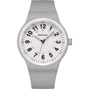 Waterproof Analog Unisex Nurse Watch for Nurses,Nursing Students,Medical Professionals,Women,Men with Easy to Read Military Time Dials,Second Hand and 24 Hour,Soft Breathable Silicone Band.