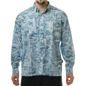 Aqua Design Fishing Shirts Men: UPF 50+ Camo Long Sleeve Zip Pockets Mens Shirt