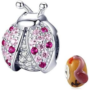 Original 100% 925 Sterling Silver Charm Bead Love Animal Charm Family Birthday fit Pandoras Bracelets DIY Charms (Ladybug Charms)