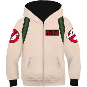 Toddler Kids Venkman Hoodie Cosplay Costume Ghoul Hunter Printed Sweatshirt Jacket