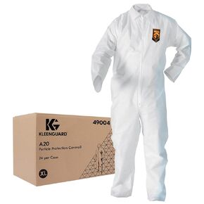 KleenGuard 49004 A20 Breathable Particle-Pro Coveralls, Zip, X-Large, White (Case of 24)