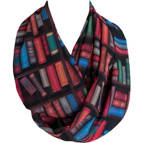 Etwoa Bookshelf Colorful Books Infinity Scarf Circle Scarf Loop Scarf