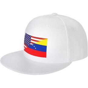 American Venezuela Combined Flag Baseball Cap for Men Women Adjustable Trucker Hats Vintage Washed Dad hat Gifts White