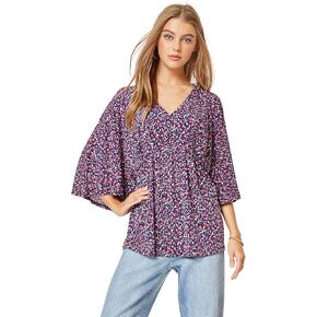 عزيزي سكارليت 3/4 كم طول قمصان نسائية - بلوزة نسائية مريحة خالية من التجاعيد ورقبة على شكل حرف V للمناسبات غير الرسمية in Kuwait