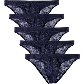 WINDAY Men Briefs Lace Silk Low Rise Bikini Briefs and Breathable Underwear B885