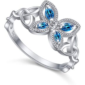 S925 Sterling Silver Celtic Knot Butterfly Ring Dainty Jewelry Gifts for Women