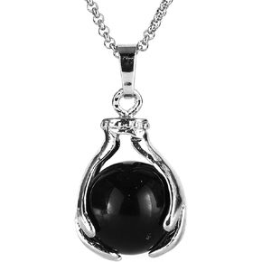 BEADNOVA Healing Gemstone Necklace Crystal Ball Pendant Necklace with Stainless Steel Chain 18 Inches Gift Box Packing
