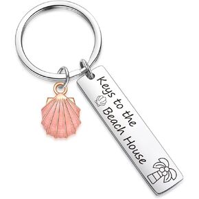 Beach House Keychain Coworker Retirement Jewelry Beach House Jewelry Vacation Home Jewelry Birthday Keychain