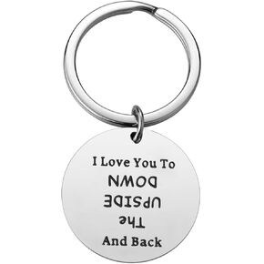 سلسلة مفاتيح بعبارة I Love You to The Upside Down and Back هدية مستوحاة من الاصدقاء للازواج المقربين المفضلين، لون فضي، مقاس M, فضي in Kuwait