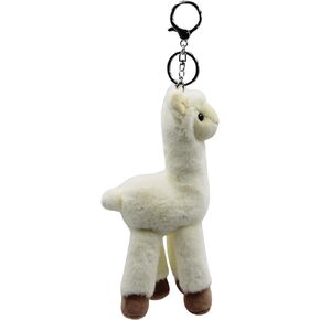 Kawaii Keychain Women Animal Stuffed Alpaca Key Ring Accessory Clip for Car Keys Backpack Purse