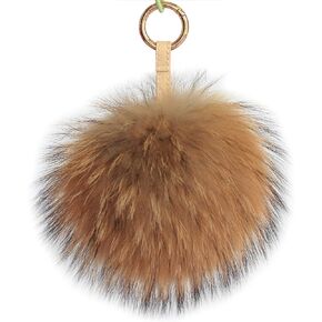 Chunxiao Fluffy Real Raccoon/Fox Fur Pom Ball Keychain Bag Charm Ornament
