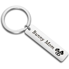 LQRI Mom Gift Bunny Mom Keychain Bunny Themed Gift Idea Gift for Rabbit Bunnie Lovers Rabbit Lover (silver)