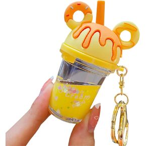 Doughnut Key Ring Decoration, Liquid Quicksand Floating Fox Handbag Accessories