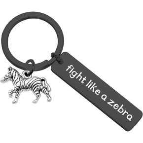 PLITI Cancer Fighter Keychain Fight Like A Zebra Keyring Breast Cancer Survivor Gift with Hope Charm
