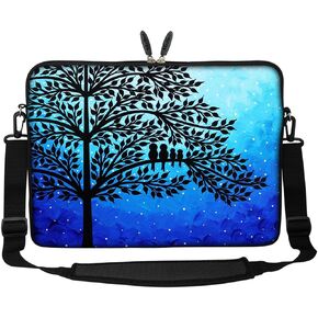Meffort Inc 17 17.3 inch Neoprene Laptop Sleeve Bag Carrying Case with Hidden Handle and Adjustable Shoulder Strap - Purple Butterfly Heart Design