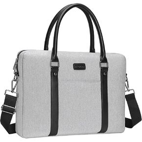 MOSISO Laptop Tote Bag Compatible with MacBook Air 15 inch M2 A2941 2023/Pro 16 inch M3 M2 M1 2023-2019,15-15.6 inch Notebook, Shoulder Messenger Sleeve with Button Pocket & Fix PU Handle & Belt, Gray