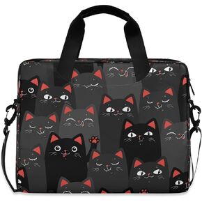 Cartoon Black And Grey Cats Laptop Messenger Bag Case Sleeve Crossbody Briefcase for Men Women with Shoulder Strap Handle 13 14 15.6 inch