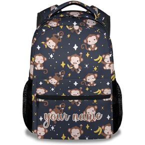 Monkey Backpack for Girls Boys, 16" Cute School Bookbag, Cartoon Large Capacity Laptop Bag for Kids Students