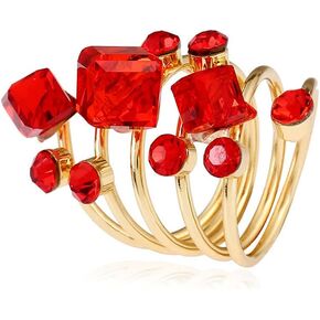 Big CZ Crystal Statement Wedding Ring for Women Girls Exaggerated Birthstone Cubic Zirconia Balls Fashion Spring Gemstone Adjustable Open Band Wrap Birthday Cocktail Party Ring Comfort Fit Dainty Jewelry Gifts