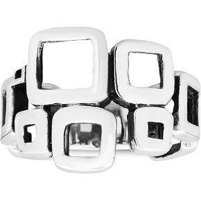 AeraVida Modern Geometric Square Cluster .925 Sterling Silver Ring