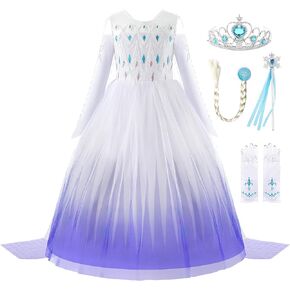 Vgolar Princess Dress Long Sleeve Princess Costume with Accessories