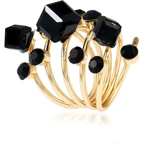 Big CZ Crystal Statement Wedding Ring for Women Girls Exaggerated Birthstone Cubic Zirconia Balls Fashion Spring Gemstone Adjustable Open Band Wrap Birthday Cocktail Party Ring Comfort Fit Dainty Jewelry Gifts
