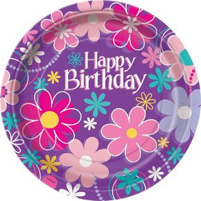 Unique Birthday Blossoms Party Cone Hats, 5.5" x 4", Multicolor