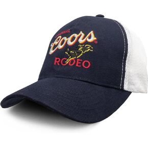 Tee Luv Men's Coors Original Rodeo Hat - Coors Beer Logo Baseball Cap (Navy/White)