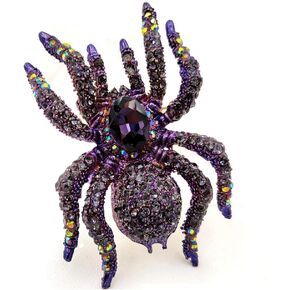 Dreamlandsales Creep Dangerous Black Crystal Rhinestone Statement Huge Spider Brooch Pin