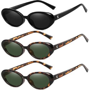 MUNSADE Vintage Oval Sunglasses for Women Fashion Small Frame Retro 90s Sun Glasses UV400 Protection