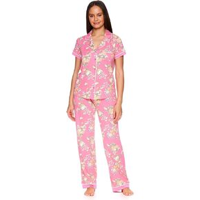 kathy ireland Womens Pajama Set and Lounge Set - Stretch Knit Short Sleeve Pajama Set for Women - Women's Pajamas