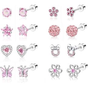 FASACCO 8 أزواج من الأقراط الخلفية المسمار للنساء الملونة تشيكوسلوفاكيا الزهور الكرة المسمار الخلفي الأقراط الأزرار الفولاذ المقاوم للصدأ القلب فراشة المسمار الخلفي مجموعة الأقراط in Kuwait