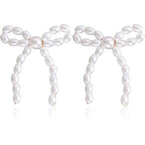 أقراط على شكل فيونكة من اللؤلؤ الذهبي للنساء أقراط من اللؤلؤ الأبيض على شكل عقدة من اللؤلؤ أقراط على شكل فيونكة في عيد الحب هدايا عيد الميلاد للنساء والفتيات in Kuwait